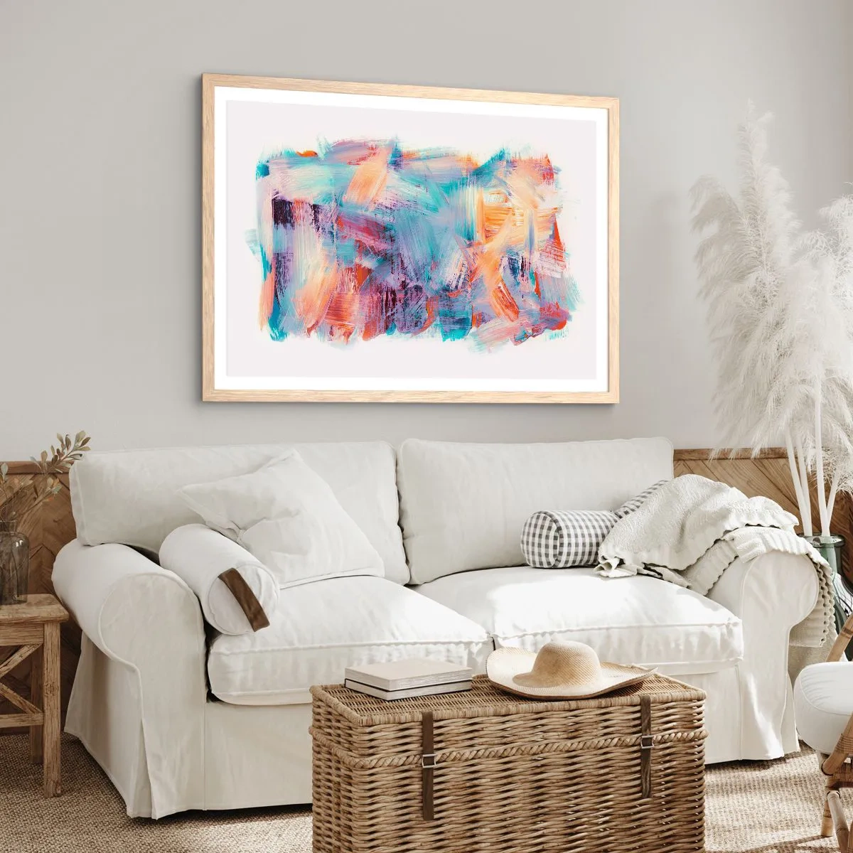 Póster en marco roble claro - Colorido desorden - 91x61 cm