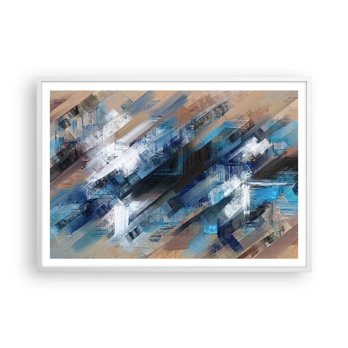 Póster en marco blanco - En una inclinación azul - 100x70 cm