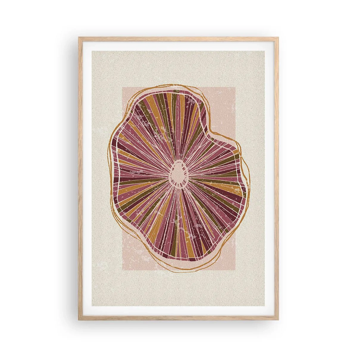 Póster en marco roble claro - Abstracción radiante - 70x100 cm