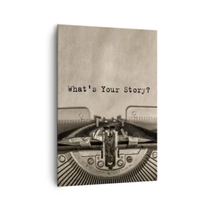 Cuadro sobre lienzo - Impresión de Imagen - Una máquina de escribir con las palabras ¿Cuál es tu historia? - 70x100cm - Solo espero una respuesta - Decoración de pared moderna para salón y dormitorio ARTTOR