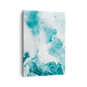 Cuadro sobre lienzo - Impresión de Imagen - Abstracción en tonos azules con delicados acentos de blanco. - 50x70cm - Remansos de azul - Decoración de pared moderna para salón y dormitorio ARTTOR