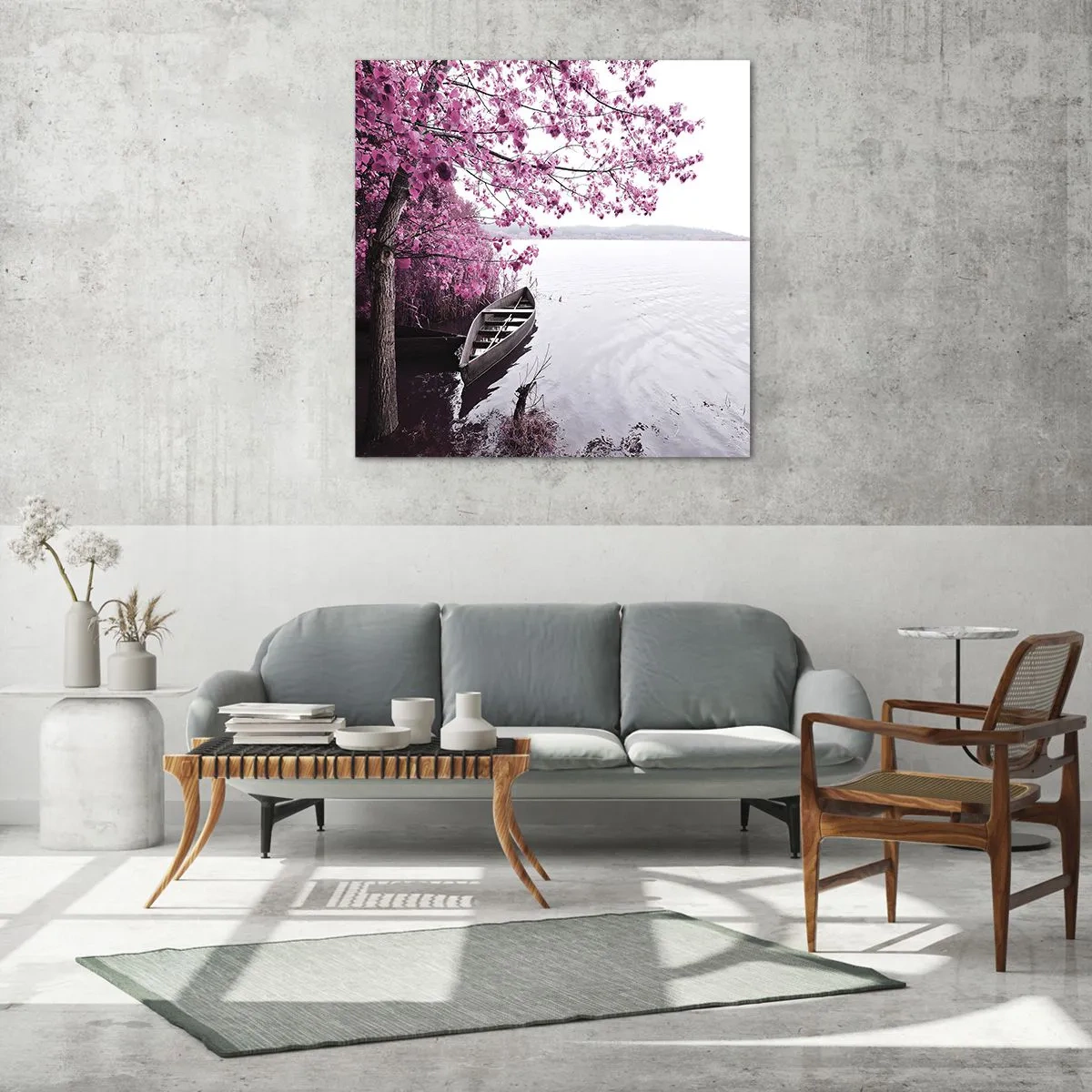 Cuadro sobre vidrio - Impresiones sobre Vidrio - En el silencio rosa - 40x40 cm