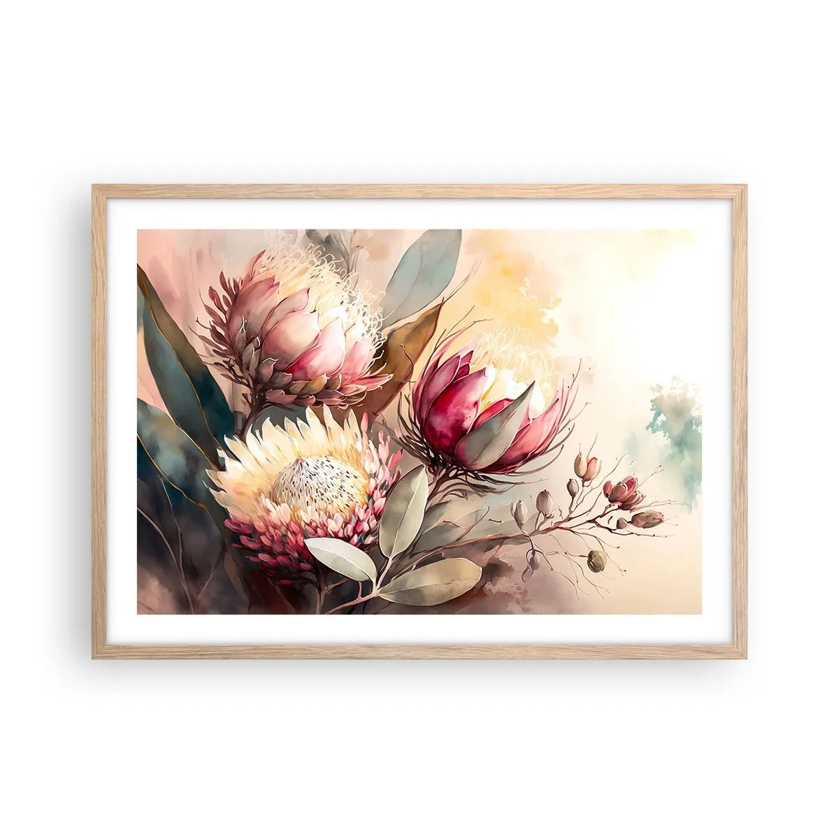 Póster en marco roble claro - De perfil y de frente - 70x50 cm