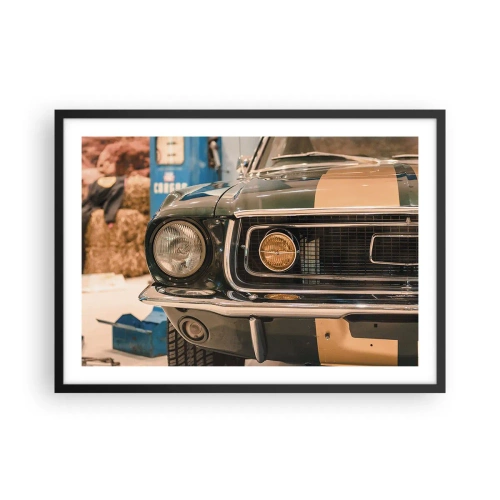 Póster en marco negro - Un coche retro icónico en un entorno clásico. - 70x50cm - Encuentro con una leyenda - Decoración de pared moderna para salón y dormitorio ARTTOR