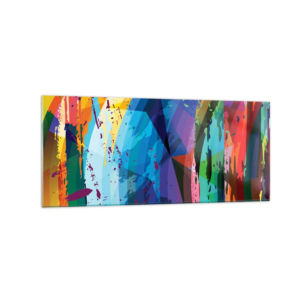 Cuadro sobre vidrio - Impresiones sobre Vidrio - Abstracción colorida en patrones y formas dinámicas. - 120x50cm - Vértigo de colores - Decoración de pared moderna para salón y dormitorio ARTTOR