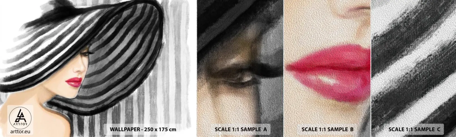 Muestra de fotomural Premium Sand - ¿Dónde puedo encontrarte? - Mujer, cara de mujer, retrato de una mujer - 100x30 cm