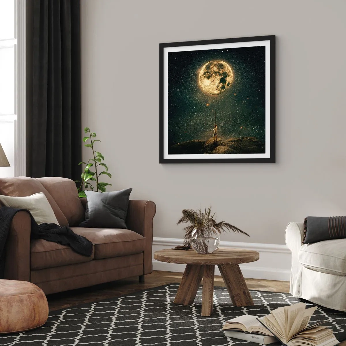 Póster en marco negro - El que robó la luna - 50x50 cm