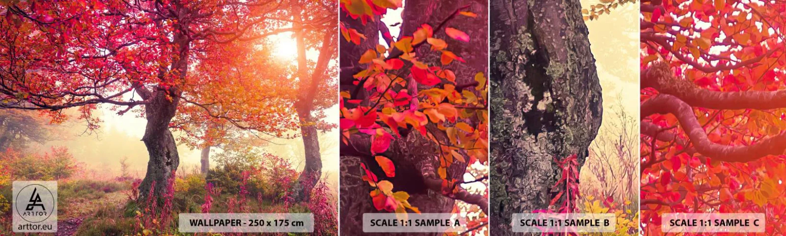 Muestra de fotomural autoadhesivo Deluxe Sticker - Un frenesí de floración - Paisaje, Parque, flores - 100x30 cm