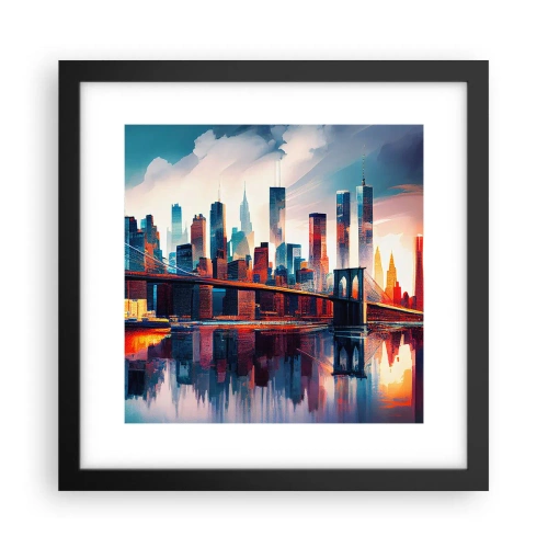Póster en marco negro - Nueva York siempre luce - 30x30 cm