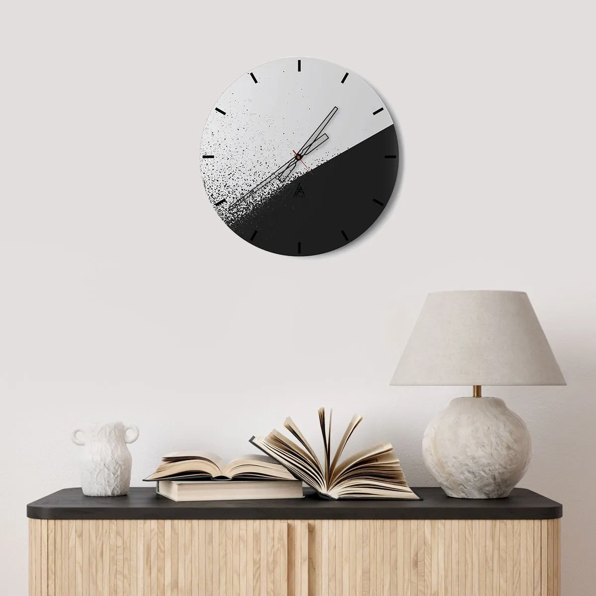 Reloj de pared - Reloj de vidrio - Composición geométrica en contraste blanco y negro. - 30x30cm - Cada vez más rápido, cada vez más alto - Decoración de pared moderna para salón, cocina y dormitorio ARTTOR