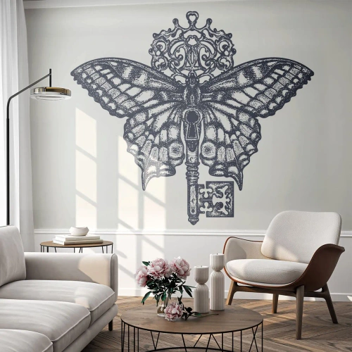 Fotomural Autadhesivo Deluxe Sticker - Todos los secretos del corazón - Abstracción, Mariposa, Llave - 300x210 cm