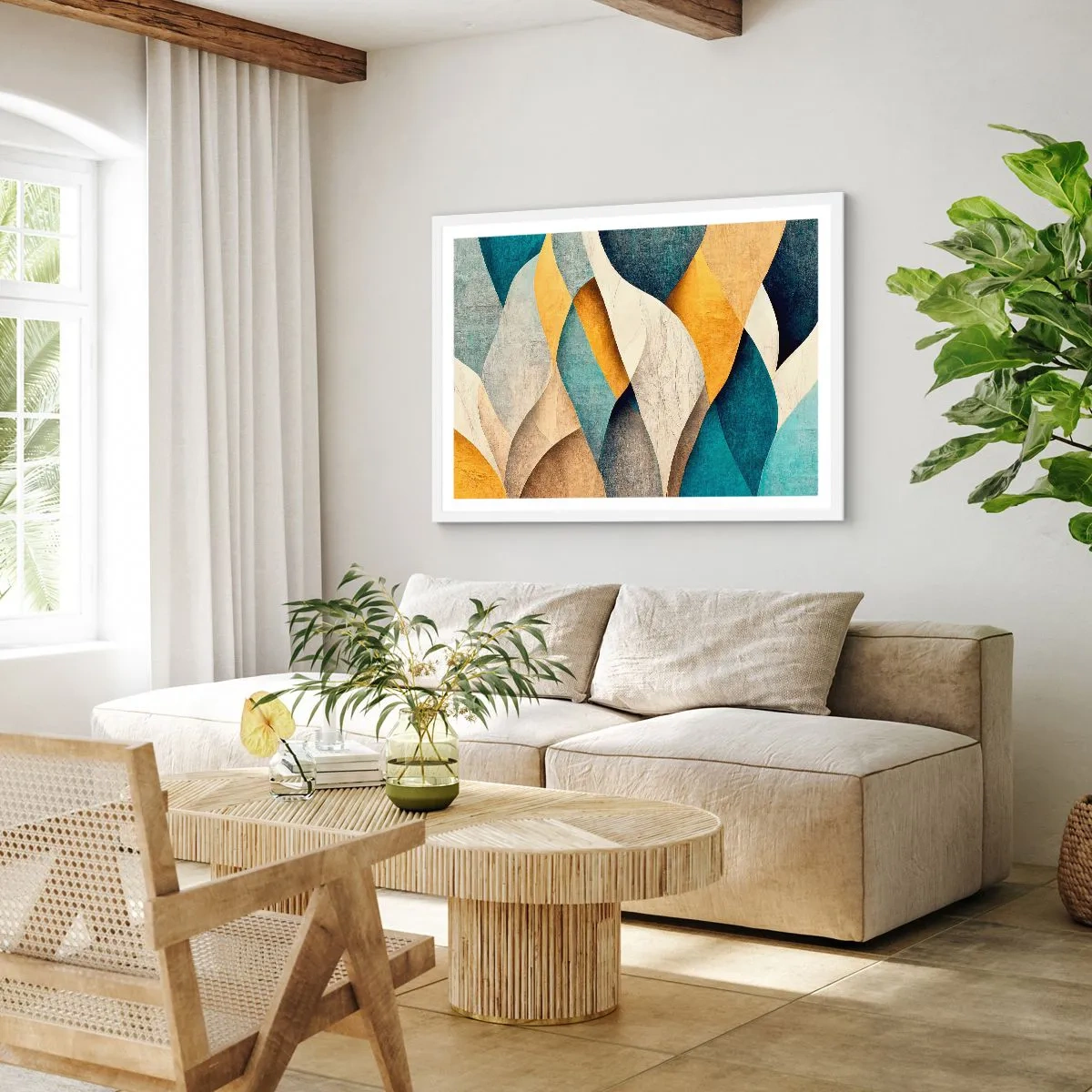 Póster en marco blanco - Ritmo y ondulación - 50x40 cm