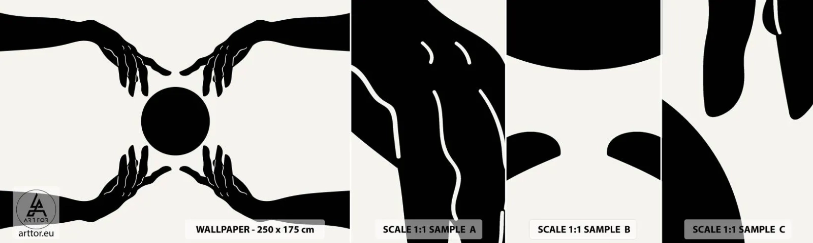 Muestra De Fotomural Standard Eco - Una señal secreta - Manos, Pelota, Manos - 100x30 cm