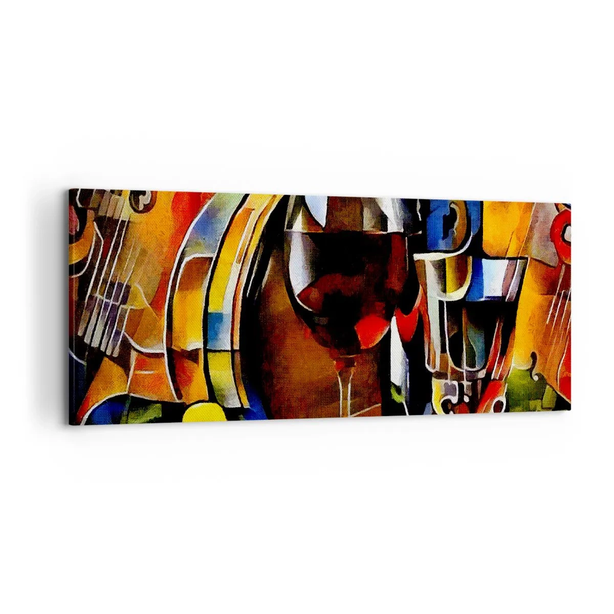 Cuadro sobre lienzo - Impresión de Imagen - Bodegón abstracto con gafas e instrumentos - 120x50cm - Y el mundo se vuelve más colorido - Decoración de pared moderna para salón y dormitorio ARTTOR