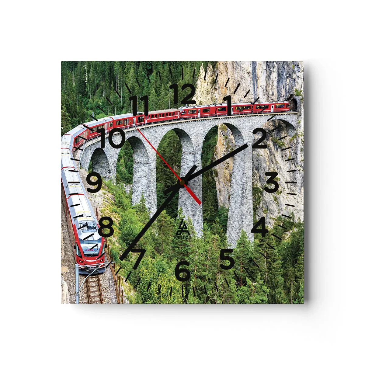 Reloj de pared - Reloj de vidrio - Atravesando las montañas - 40x40 cm