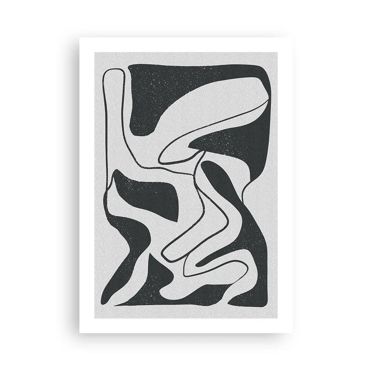 Póster - Abstracción en blanco y negro con formas orgánicas. - 50x70cm - Juego abstracto en un laberinto - Decoración de pared moderna para salón y dormitorio ARTTOR