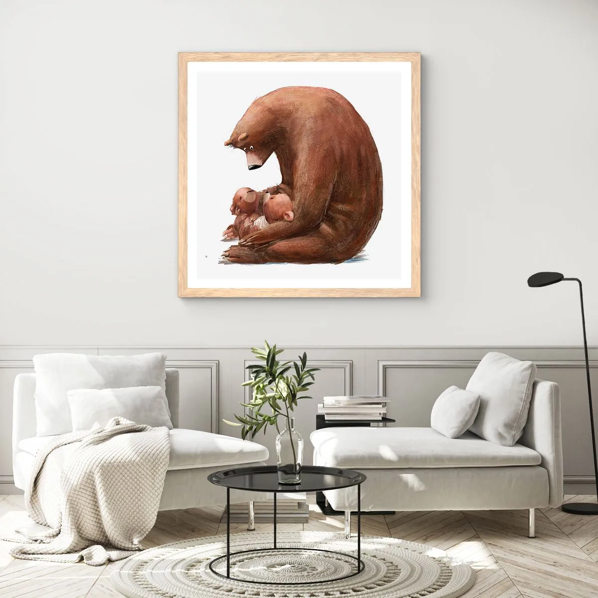 Póster en marco roble claro - Dulces sueños, niños - 30x30 cm