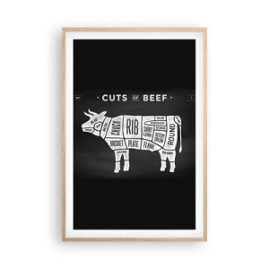 Póster en marco roble claro - Manual del carnicero - 61x91 cm