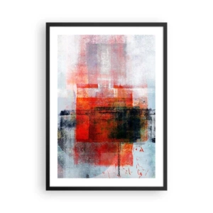Póster en marco negro - Abstracción geométrica en intensos tonos rojos. - 50x70cm - Composición brillante - Decoración de pared moderna para salón y dormitorio ARTTOR