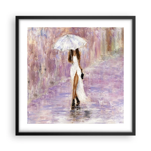 Póster en marco negro - En la lluvia de lilas - 50x50 cm