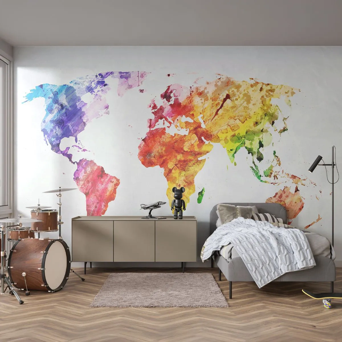 Fotomural Premium Sand - Todos los colores del mundo - Mapa del mundo, Gráficos, Continentes - 100x70 cm