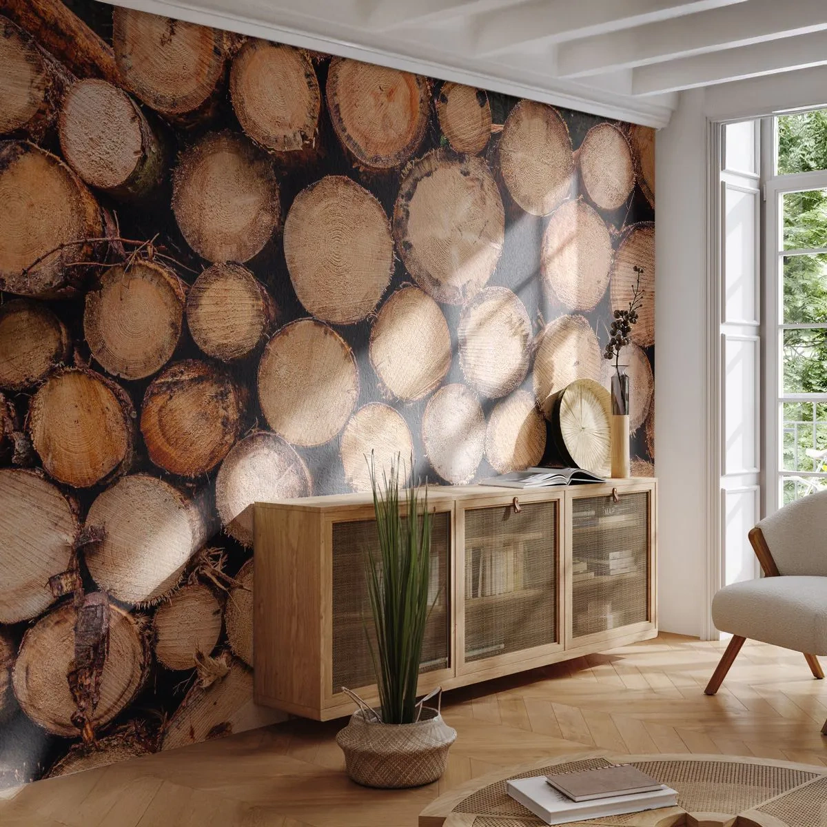 Fotomural Standard Eco - Un nuevo comienzo - Madera, Troncos de madera, Naturaleza - 200x140 cm