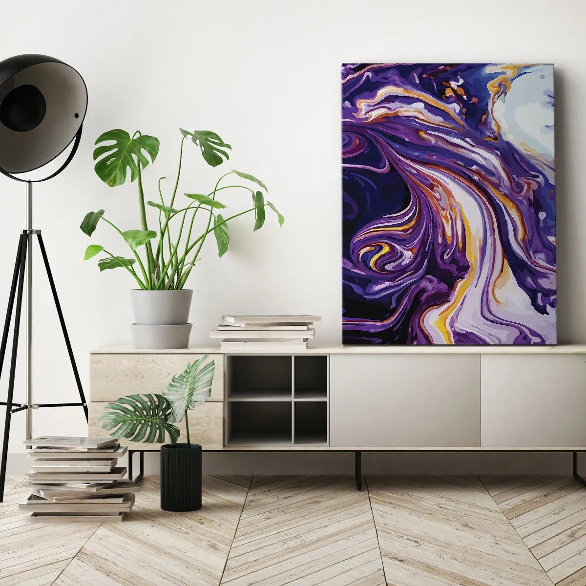 Cuadro sobre lienzo - Impresión de Imagen - Una curva en el violeta - 45x80 cm