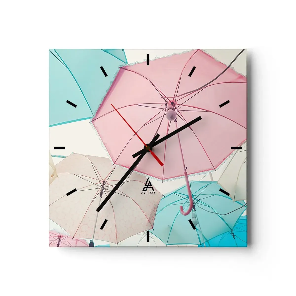 Reloj de pared - Reloj de vidrio - A veces el sol, a veces la lluvia - 40x40 cm