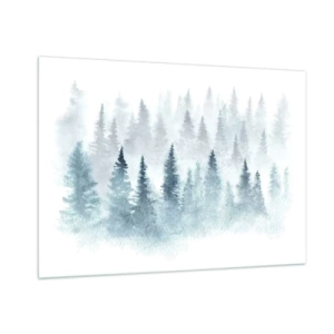 Cuadro sobre vidrio - Impresiones sobre Vidrio - Bosque de bambú envuelto en niebla - 100x70cm - Envuelto en la niebla - Decoración de pared moderna para salón y dormitorio ARTTOR