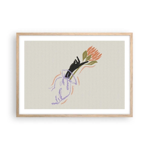 Póster en marco roble claro - Un toque fraternal - 70x50 cm