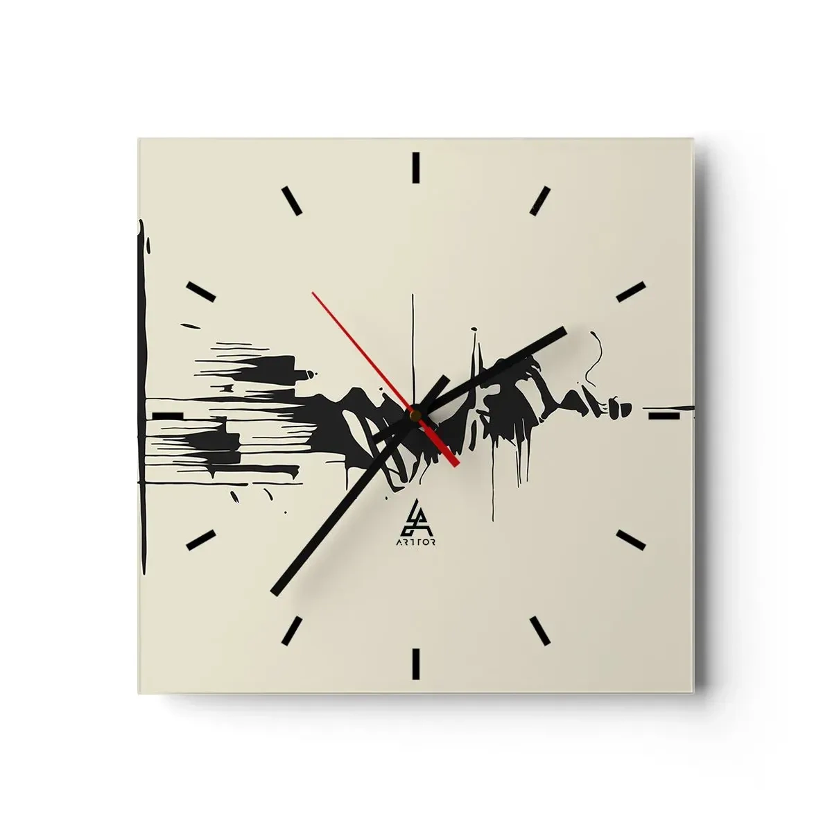 Reloj de pared - Reloj de vidrio - Abstracción apresurada - 40x40 cm
