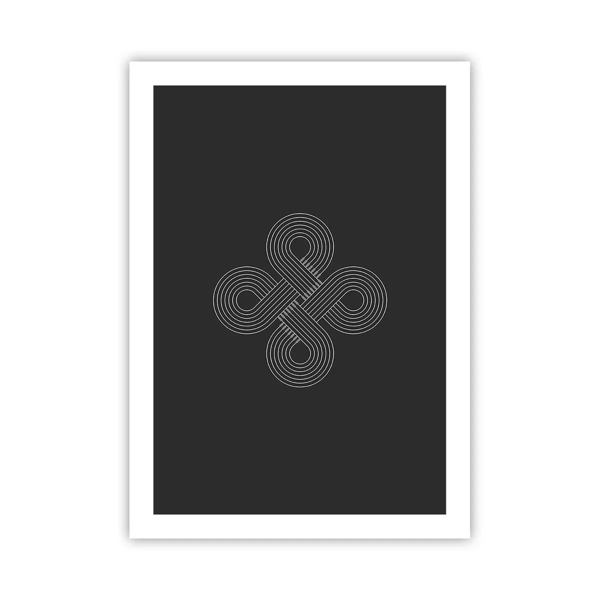 Póster - Símbolo geométrico sobre fondo negro - 50x70cm - El espíritu celta - Decoración de pared moderna para salón y dormitorio ARTTOR
