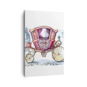 Cuadro sobre lienzo - Impresión de Imagen - Una elegante ilustración de un carruaje antiguo en colores pastel. - 80x120cm - ¿A la boda o al baile? - Decoración de pared moderna para salón y dormitorio ARTTOR