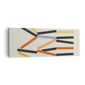 Cuadro sobre lienzo - Impresión de Imagen - Composición abstracta con rectángulos de colores y negros en disposición horizontal. - 140x50cm - Composición horizontal - Decoración de pared moderna para salón y dormitorio ARTTOR