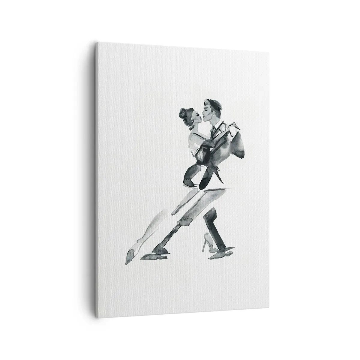 Cuadro sobre lienzo - Impresión de Imagen - Una ilustración sutil de una pareja bailando en un estilo monocromático. - 50x70cm - Todos al son de la música - Decoración de pared moderna para salón y dormitorio ARTTOR