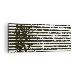 Cuadro sobre lienzo - Impresión de Imagen - Líneas abstractas con efecto desgastado en blanco y negro. - 120x50cm - Ritmo y ruido - Decoración de pared moderna para salón y dormitorio ARTTOR