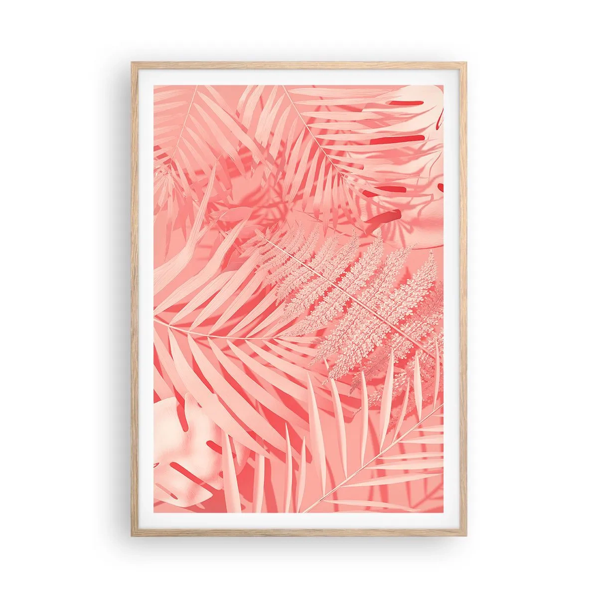 Póster en marco roble claro - Concepto rosa - 70x100 cm
