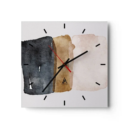 Reloj de pared - Reloj de vidrio - Una composición de colores tierra - 40x40 cm