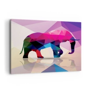 Cuadro sobre lienzo - Impresión de Imagen - Silueta geométrica de un elefante en colores vivos. - 100x70cm - Dinosaurio de cristal - Decoración de pared moderna para salón y dormitorio ARTTOR