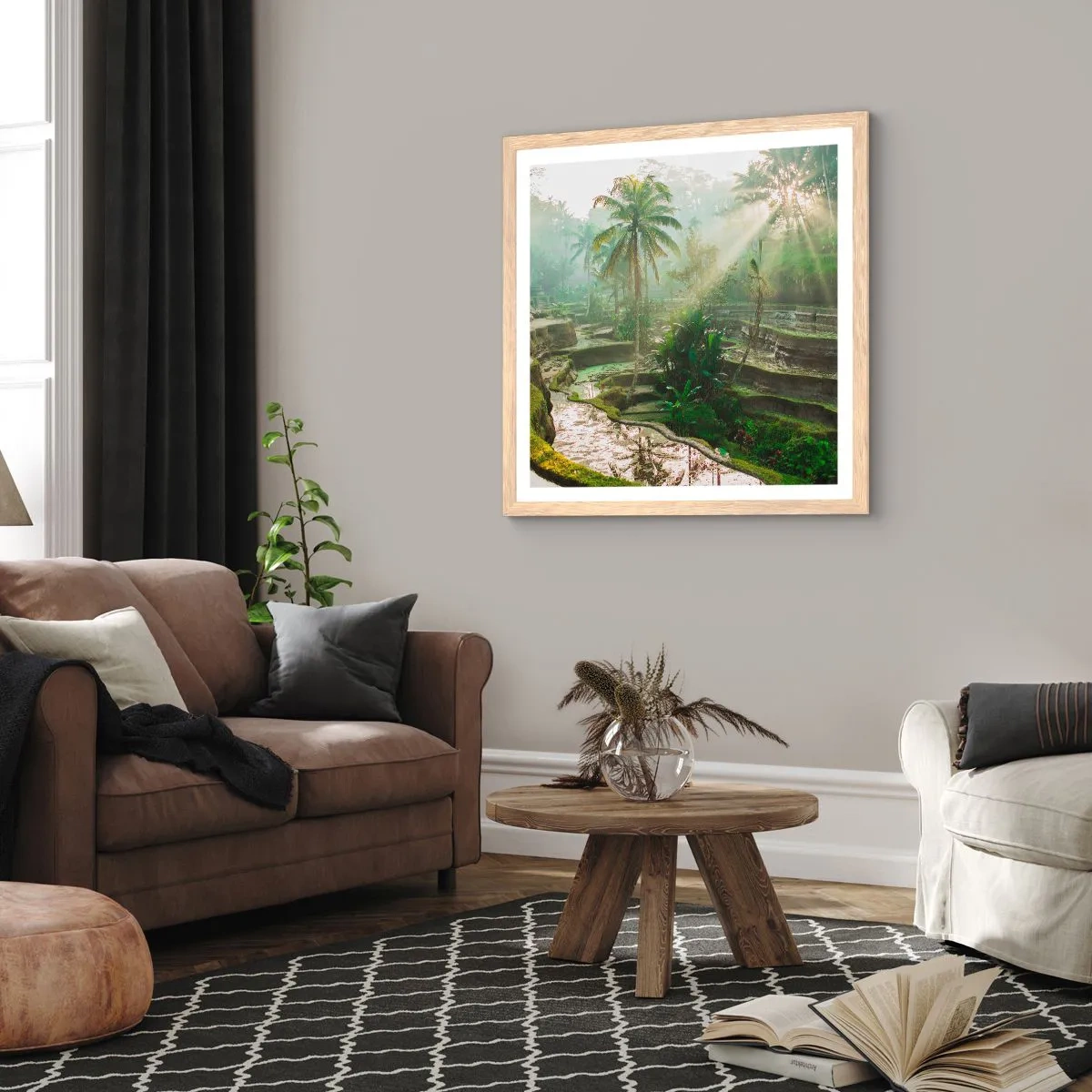 Póster en marco roble claro - Crecer bajo el sol - 50x50 cm