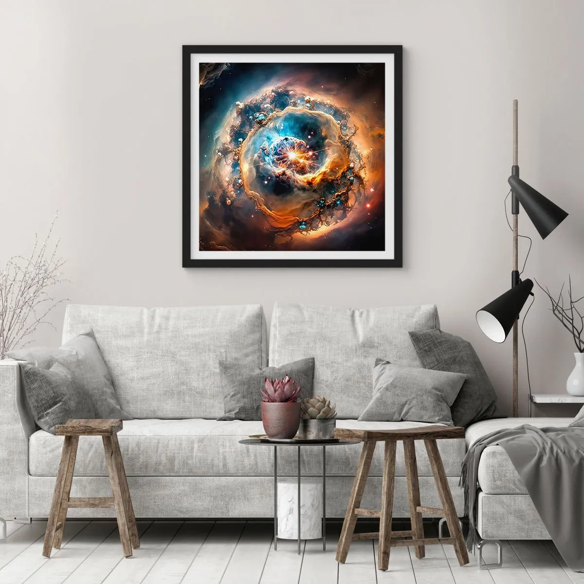 Póster en marco negro - El inicio de todo - 50x50 cm