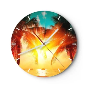 Reloj de pared - Reloj de vidrio - Pareja exótica - 40x40 cm