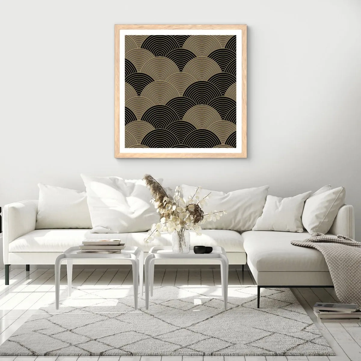 Póster en marco roble claro - Multiplicación de la unidad - 40x40 cm
