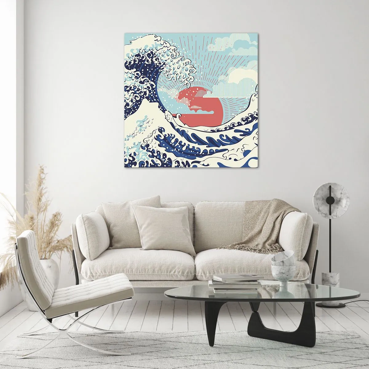 Cuadro sobre vidrio - Impresiones sobre Vidrio - De inspiración japonesa - 60x60 cm