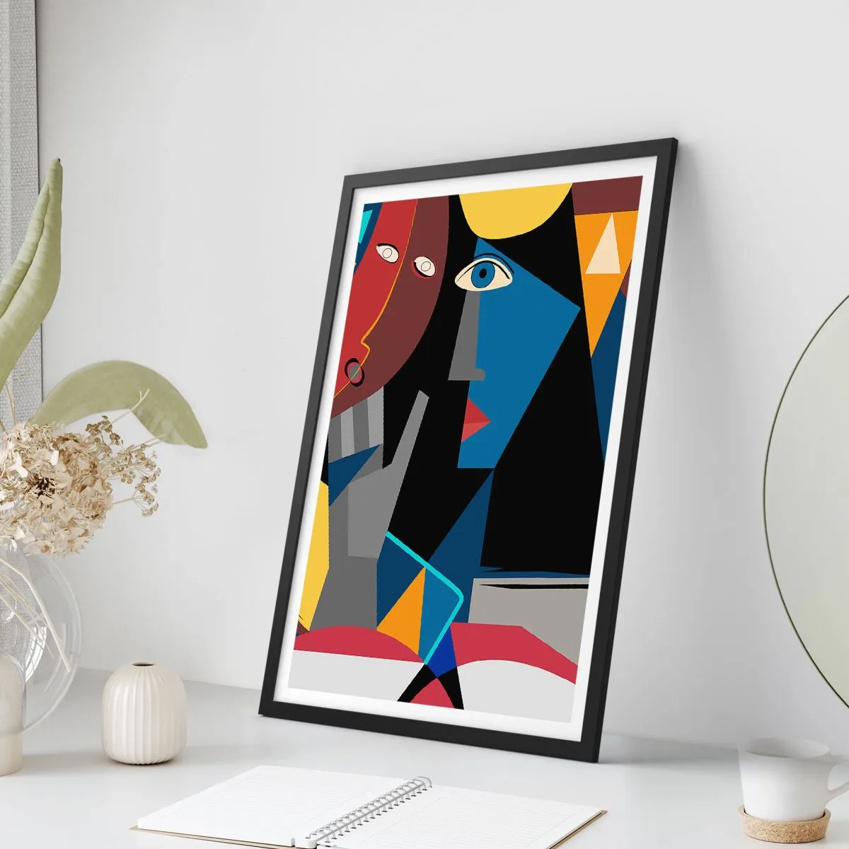 Póster en marco negro - Conversación cubista - 61x91 cm