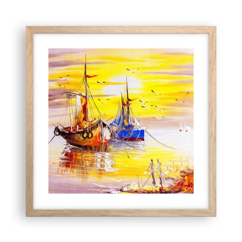 Póster en marco roble claro - Un merecido descanso en el puerto - 40x40 cm