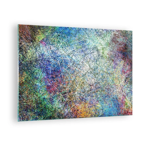Cuadro sobre vidrio - Impresiones sobre Vidrio - Abstracción colorida con líneas dinámicas. - 70x50cm - No es tan fácil - Decoración de pared moderna para salón y dormitorio ARTTOR