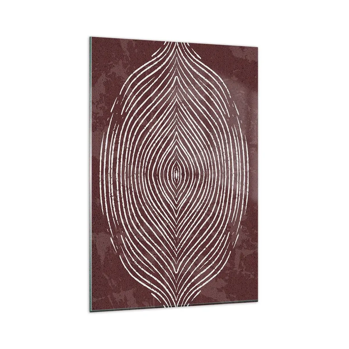 Cuadro sobre vidrio - Impresiones sobre Vidrio - Ondas simétricas en líneas blancas sobre un fondo marrón - 80x120cm - El espacio habla - Decoración de pared moderna para salón y dormitorio ARTTOR