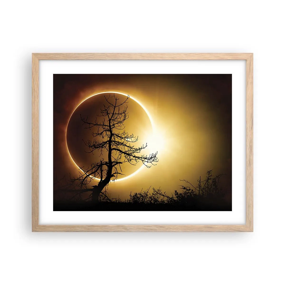 Póster en marco roble claro - Eclipse total - 50x40 cm