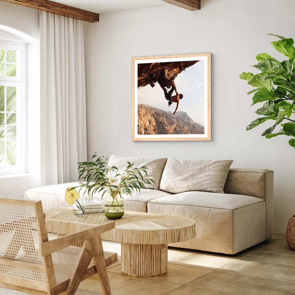 Póster en marco roble claro - Un mundo en la roca - 60x60 cm